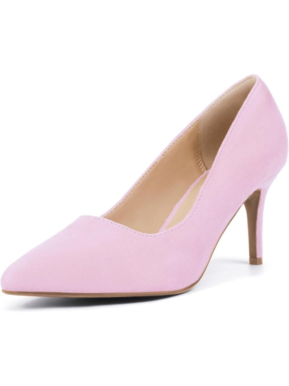 Women's Pink Suede Stiletto Pointed Closed Toe High Heels Pumps Shoes